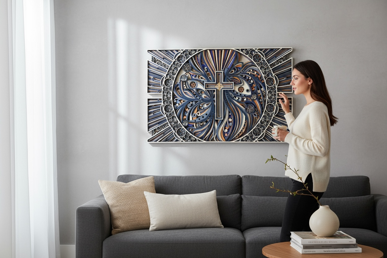 Whispering Grace - Cross Mandala Wall Art